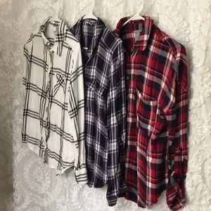 3 plaid button ups